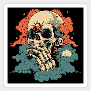 Worried Skull - Futuristic Surreal Concept Art Sticker